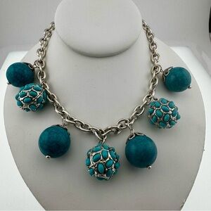 RJG Elegant Turquoise and Silver Necklace Like New Condition